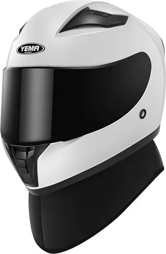 Miniatura 4 de YEMA Casco de moto de calle DOT de cara completa YM-832 con bufanda extraíble para el cuello para hombres y mujeres Blanco