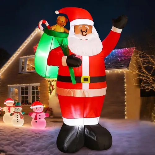 Miniatura 11 de MiniInflat Casa de jengibre inflable navideña de 5.4 pies, decoraciones navideñas para exteriores, decoración inflable navideña para patio con LED