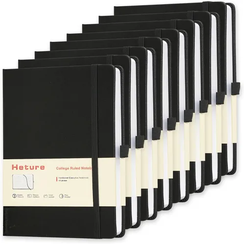 Miniatura 16 de Heture Cuadernos de tapa dura, cuadernos rayados A5 para escribir 160 páginas, 8.2 x 5.5 pulgadas, cuadernos clásicos a rayas para universidad, Negro