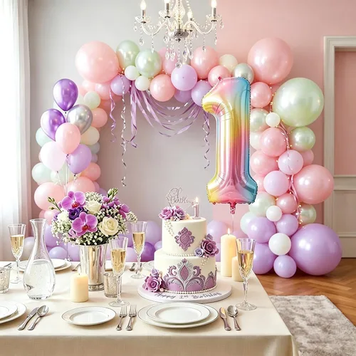 Miniatura 7 de Globos gigantes de 40 pulgadas arcoíris con el número 1, globos de cumpleaños, globos de helio de mylar de aluminio para decoraciones de fiesta