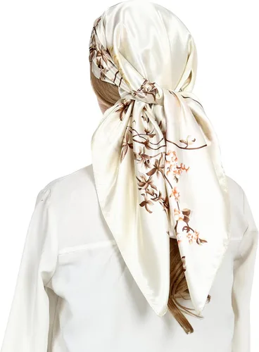 RIIQIICHY - Bufanda para la cabeza para mujer, bufanda de satén de seda para envolver el cabello por la noche, bandana cuadrada para dormir, 35
