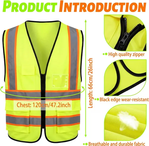 Miniatura 2 de EBOOT 20 Pcs Vests High Visibility Reflective Vest Safety Neon Bright Work Construction Vest with Pockets Reflective Strips (Fluorescent Green)