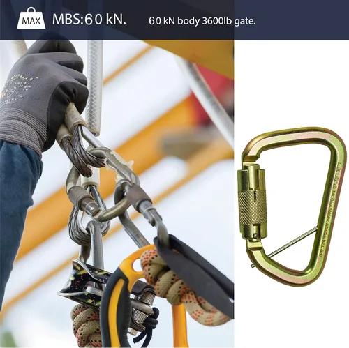 Miniatura 5 de Fusion Climb Mosquetón de acero modificado en forma de D de alta resistencia de la cerradura auto del acero de Tacoma, clip de acero