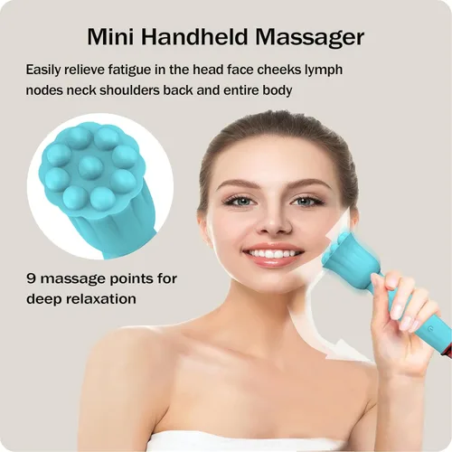 Miniatura 2 de Mini masajeador de mano, masajeador portátil impermeable IPX65 con silicona suave, alivio muscular de cuerpo completo para cabeza, cara, cuello