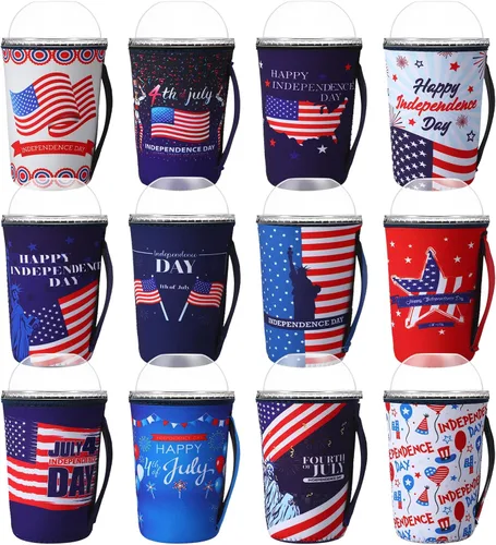 Miniatura 9 de Boao 12 Piezas Fundas Reutilizables para Vasos Helados Aislante de Neopreno Portavasos para Bebidas para Vaso Térmico Bebidas Frías y Calientes