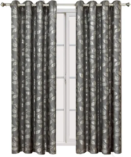 Miniatura 4 de Royal Tradition Charlotte - Juego de 2 cortinas jacquard de 104 pulgadas de ancho x 63 pulgadas de largo, color moca
