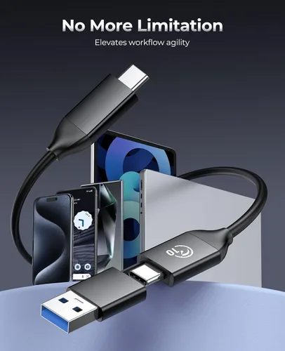 Miniatura 3 de ORICO SSD externo de 128 GB con cable USB C 2 en 1, unidad de estado sólido portátil USB 3.2 Gen 1 hasta 460 MB/s, resistencia al polvo y caídas