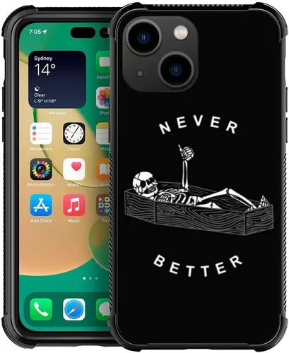 Miniatura 44 de ZHEGAILIAN Funda compatible con iPhone 14, funda de munición AK 47, parte trasera de vidrio templado+funda protectora de TPU de silicona suave