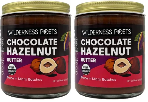 Miniatura 10 de Wilderness Poets, Mantequilla de avellana de chocolate orgánico - (8 onzas) - Sin aceite de palma - Ingredientes simples - 70% avellanas, 30%