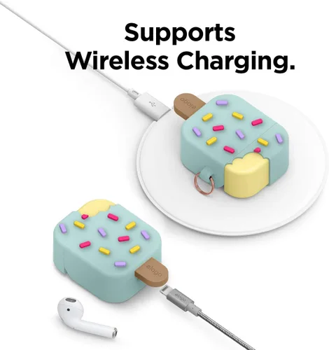 Miniatura 4 de Elago - Funda con llavero para audífonos AirPods 1 y 2 de Apple en forma de helado. Menta