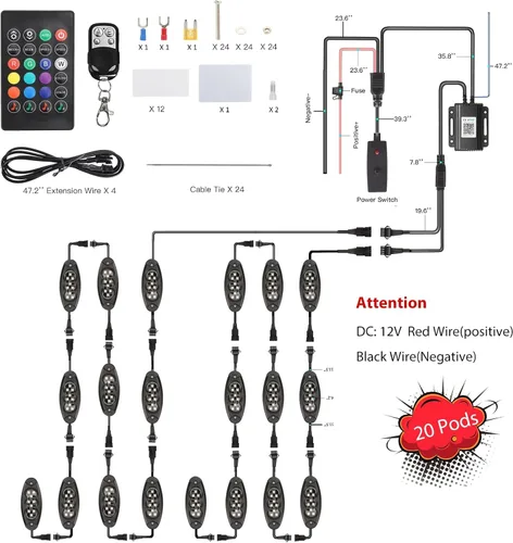 Miniatura 6 de Hovano Juego de 4 cables de extensión de 60 pulgadas/150 cm de 4 pines RGB LED para luces de acento multicolor, juego de cables para luces LED