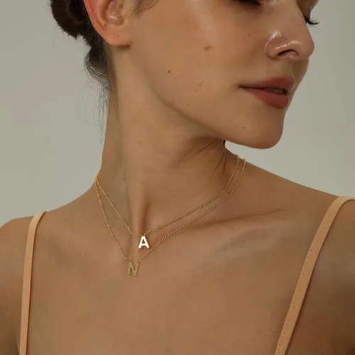 Miniatura 4 de Initial Necklaces for Women, 14k Gold Plated Dainty Gold Letter Necklace Personalized Tiny Initial Pendant Necklace Monogram Cute Letter Name Choker