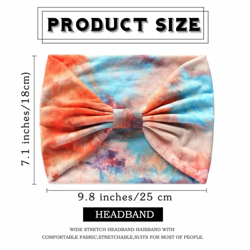 Miniatura 5 de Olbye Diademas anchas para mujer, diademas bohemias anudadas, diadema turbante anudada, teñido anudado, bandas elásticas antideslizantes