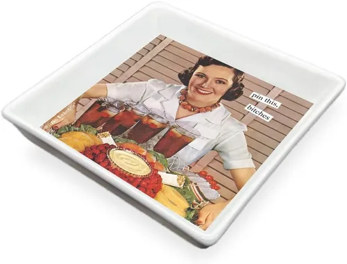 Miniatura 3 de Boston International Anne Taintor - Servilletero de cerámica estilo vintage, 6.25 x 6.25 pulgadas, vino de desayuno