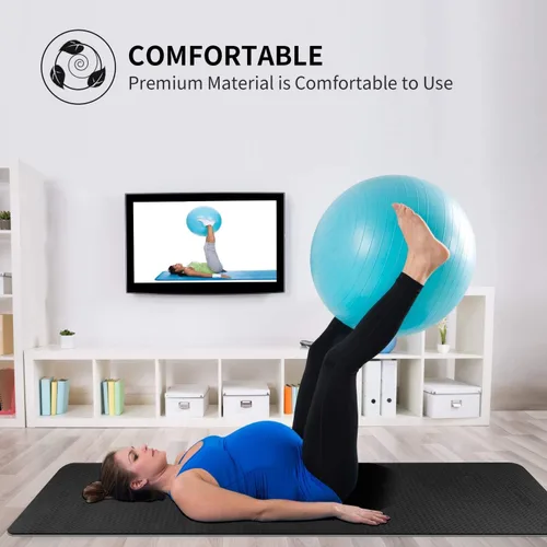 Miniatura 6 de CAMBIVO Tapete de yoga extra ancho para mujeres y hombres (72"/84" x 32" x 1/4") Tapete de entrenamiento TPE antideslizante grande para yoga, Negro