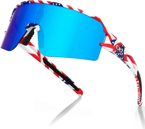 Miniatura 10 de Gafas de sol polarizadas de béisbol para hombres y mujeres, gafas de sol deportivas UV400, softbol, correr, ciclismo, MTB Naranja&Azul