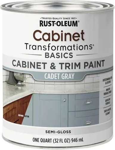 Miniatura 8 de Rust-Oleum 372012 Transformations Basics - Pintura para gabinetes y molduras, cuarto de galón, color negro