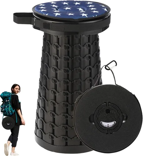 Miniatura 12 de Spisces Taburete plegable mejorado, capacidad resistente de 800 libras y ligero, 2.6 libras, taburete plegable retráctil portátil de 18 pulgadas