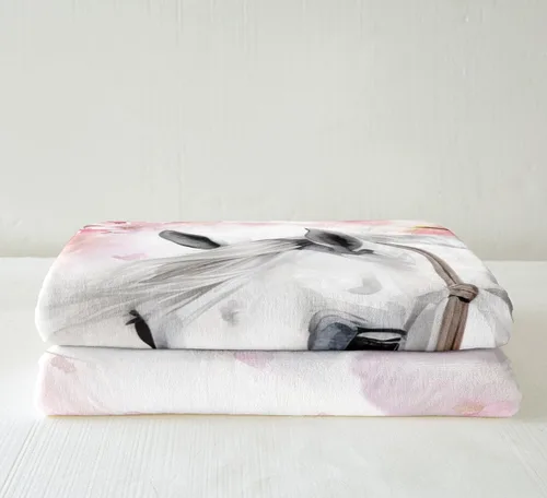 Miniatura 2 de Erosebridal Manta de Tiro de Caballo Blanco Manta de Vellón de Flor de Cerezo Rosa y Mariposa, Mantas y Tiros de Animales de Granja Caballo 40"X50