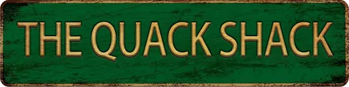 Letrero de metal vintage con texto en inglés "The Quack Shack" de 4 x 16 pulgadas, letrero de calle para el hogar, restaurante, bar, cafetería,