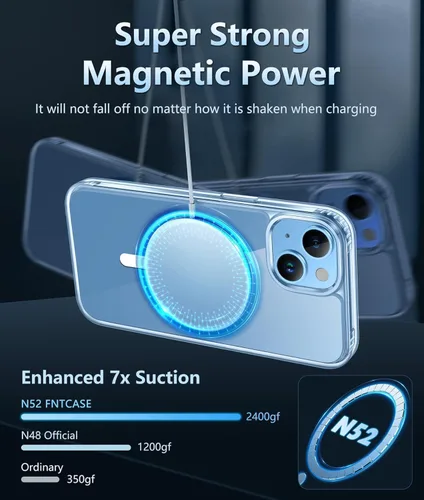 Miniatura 604 de FNTCASE Funda para iPhone 13 Pro-Max: Fundas magnéticas transparentes compatibles con Magsafe Slim anti amarillamiento protección contra caídas