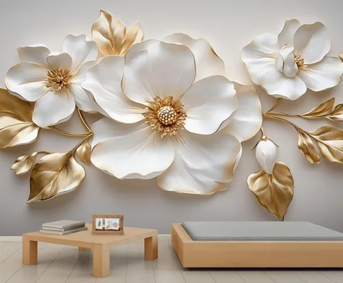 Miniatura 20 de Mural de pared floral retro, papel tapiz rústico floral de bar, flores abstractas 3D, impermeable, para cafetería, restaurante, sala de estar