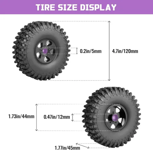 Miniatura 3 de Paquete de 4 ruedas y neumáticos Beadlock de 1.9 pulgadas para Traxxas TRX4 SCX10 Gen 8 1/10 Escala RC Crawler Car Truck (llantas negras)