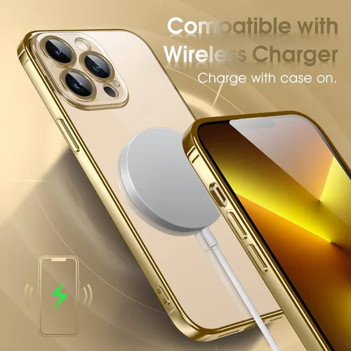 Miniatura 7 de Supdeal Funda transparente para iPhone 13 Pro Max, [No se pone amarilla] [probada en caídas de grado militar] funda protectora para teléfono a Dorado