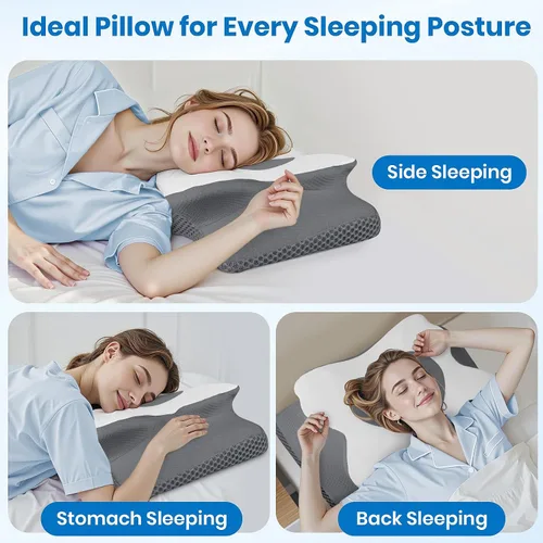 Miniatura 7 de Almohada cervical de cuello TranquilMoments para dormir, almohada de espuma viscoelástica para dormir de lado, almohadas ergonómicas para alivio