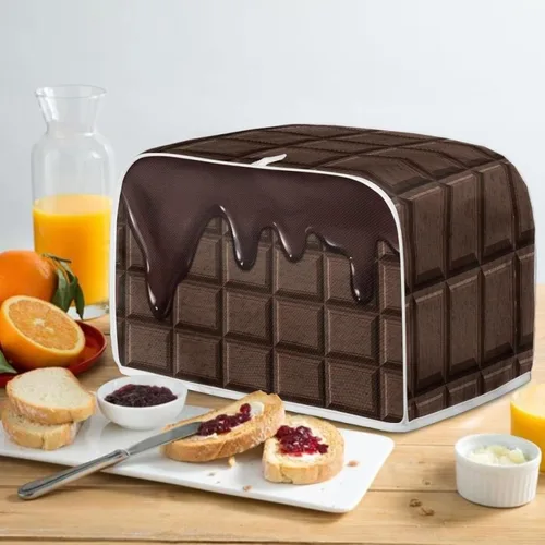 Miniatura 5 de chaqlin Cubierta para tostadora con estampado de chocolate, 2 rebanadas, resistente a las manchas, cubierta para horno de pan de diseño divertido