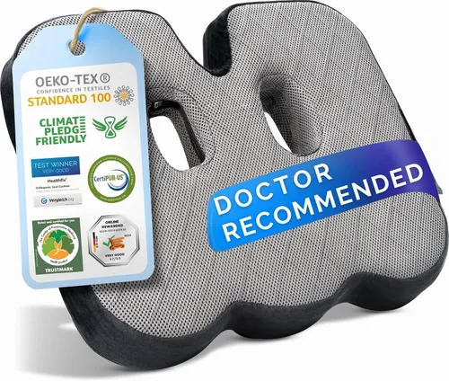 Miniatura 8 de Healthfix® Cojín de asiento de espuma viscoelástica para silla de oficina, almohada ortopédica de coxis para alivio del dolor de coxis y ciática