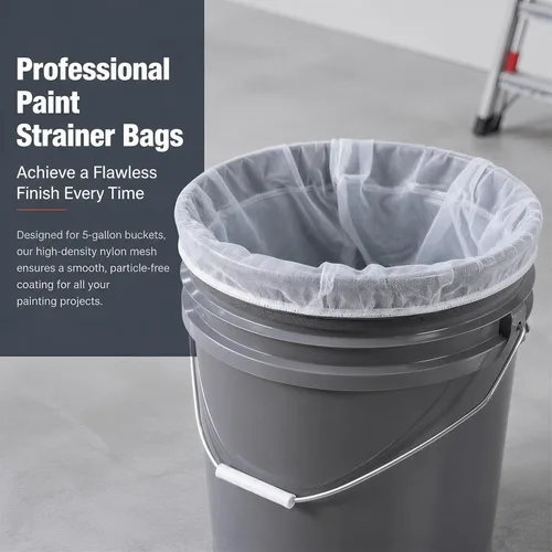 Miniatura 4 de Sukh 10 bolsas de colador de pintura, cubo de filtro de pintura de 5 galones con cordón elástico, apertura superior, filtro de malla de nailon