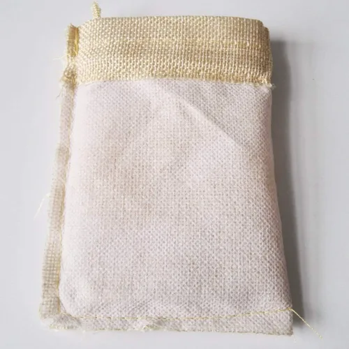 Miniatura 5 de Bolsas de yute con cordón de ajuste de algodón para regalos, 50 unidades Crema