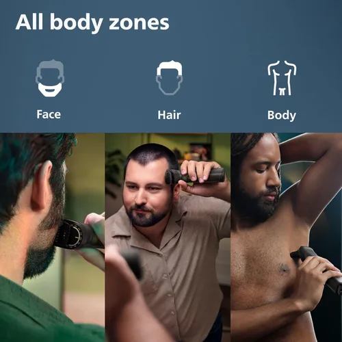 Miniatura 4 de Philips Multigroom Series 9000 Recortadora 24 en 1 para Barba, Cabello y Cuerpo Kit de Aseo Peine de Recorte de Precisión, Cuchillas de Acero