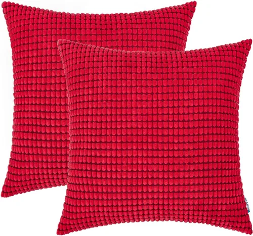 Miniatura 11 de HWY 50 Juego de 2 fundas de cojín de pana gris claro de 16 x 16 pulgadas, fundas decorativas suaves y sólidas para sofá, cama, sala de estar