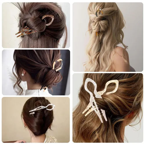 Miniatura 7 de 4 horquillas de pelo francés Prestige para mujer, pinzas de acetato para cabello grueso, fino y fino, pasadores decorativos para moño en negro