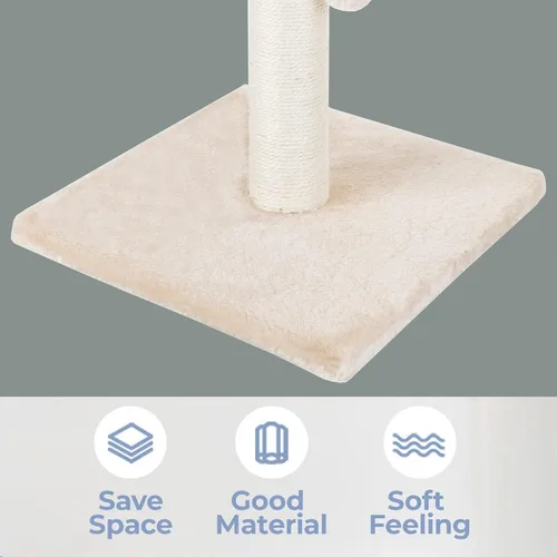 Miniatura 5 de Dimaka - Rascador de gato de 29 pulgadas de alto, con cuerda de sisal natural y 4 bolas de juguete para gatos grandes (Beige)