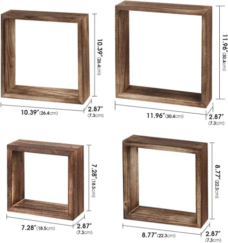 Miniatura 3 de J JACKCUBE DESIGN MK571B - Estantes cuadrados flotantes para colgar en la pared, estantes de madera rústica, cajas de sombra, decoración bohemia