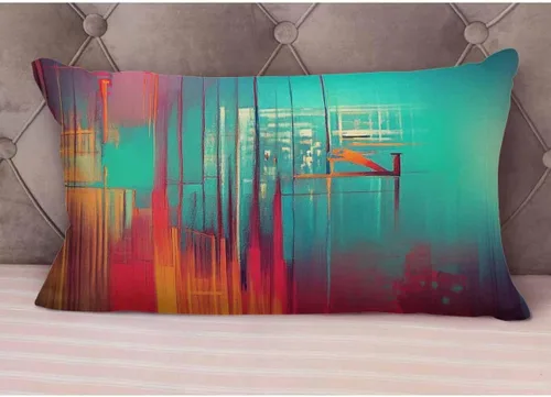 Miniatura 5 de EKOBLA Fundas de almohada decorativas de lino con textura retro abstracta, azul, cian, rojo, amarillo, para cama, sofá, rectangular, rectangular, 12