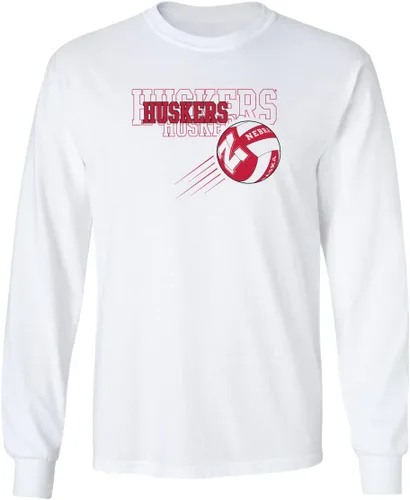 Miniatura 14 de CornBorn Elige tu diseño - Camisetas de manga larga de voleibol de Nebraska Voleibol Script Huskers - Blanco