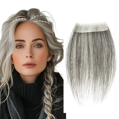 Miniatura 12 de Reemplazo de cabello humano con cicatrices, quemaduras accidentales sin vello para hombres y mujeres, pérdida de línea de cabello, cinta recta