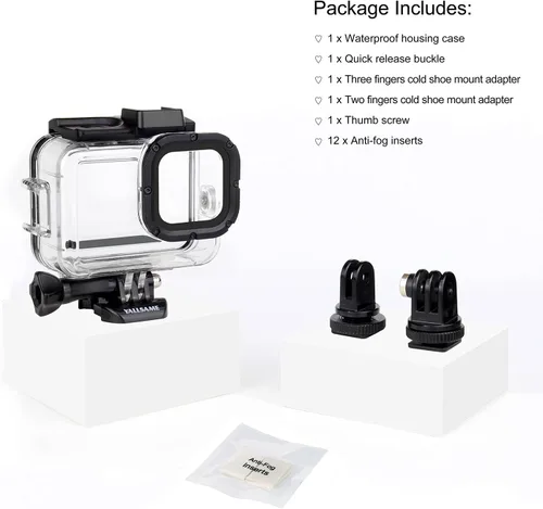 Miniatura 7 de Carcasa impermeable de buceo para cámara de acción GoPro Hero 11 10 9 negra, compatible con la más profunda experiencia subacuática de 196 pies