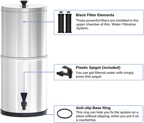 Miniatura 4 de Sistema de filtro de agua por gravedad de 2.9 galones Cubo de filtración de agua para el hogar, campamento al aire libre, senderismo, preparación