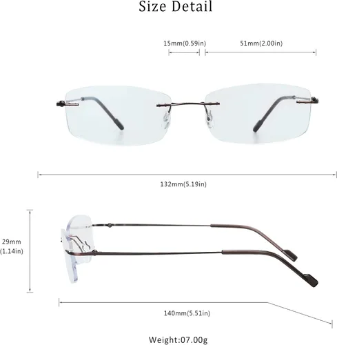 Miniatura 4 de LifeArt - Gafas con bloqueo de luz azul, anteojos de lectura para computadora, gafas sin montura marrón (04_858_brown)