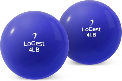 Miniatura 4 de Logest Par de pelotas de ejercicio de tonificación ponderada, bola medicinal de forma redonda, 1 libra, 2 libras, 3 libras, 4 libras, 5 libras, 6