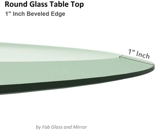 Miniatura 3 de Fab Glass - Mesa redonda de cristal de 48 in, grosor de 3/4 in, cristal pulido plano templado, Vidrio, Transparente