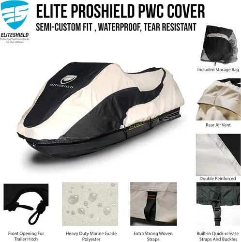 Miniatura 2 de Jetpro Trailerable PWC Jetski Watercraft Jet - Funda para esquís de hasta 3 plazas, Negro/Gris