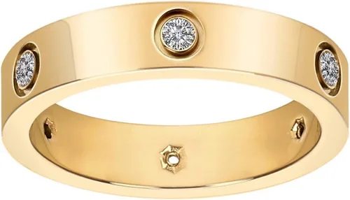 AoJun - Anillos para mujeres, anillos de acero y titanio chapados en oro de 18quilates, modernos y clásicos, regalos para parejas, día de San