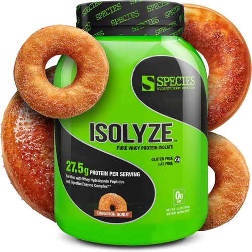 Miniatura 14 de Species Nutrition Isolyze - Proteína de suero en polvo, 100% aislado de suero de leche para construcción muscular, 0.71 oz de proteína por