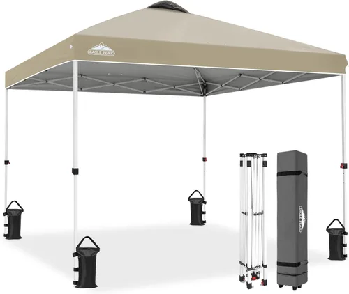Miniatura 415 de EAGLE PEAK Tienda de campaña desplegable con bolsa de transporte con ruedas, 8 estacas, 4 cuerdas, 4 bolsas de peso, toldo de tienda de campaña